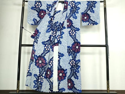 平和屋着物∴夏物　浴衣　有松鳴海絞り　枝花文　綿　逸品　DABK1091cd