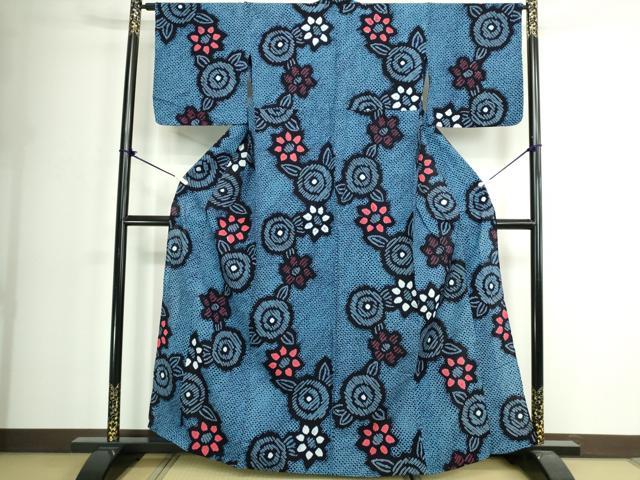 平和屋着物∴夏物　浴衣　有松鳴海絞り　花繋ぎ　綿　逸品　DABK1092cd