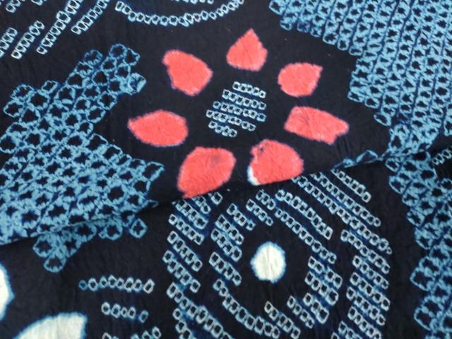 平和屋着物∴夏物　浴衣　有松鳴海絞り　花繋ぎ　綿　逸品　DABK1092cd