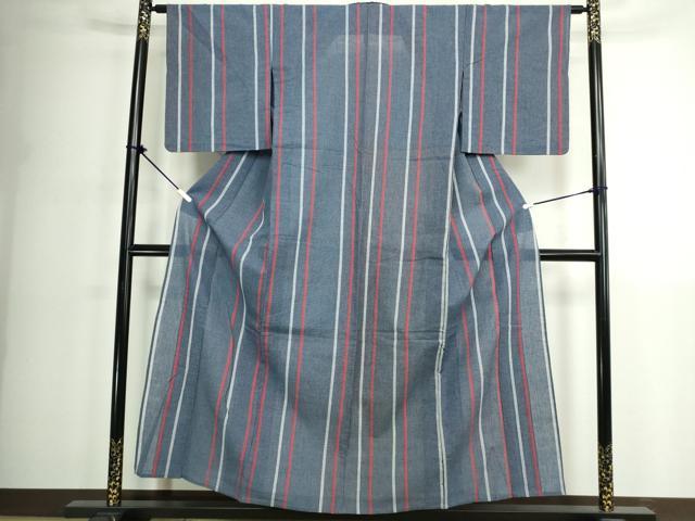 平和屋着物∴夏物　阿波しじら織　浴衣　間道　綿　逸品　DABK1094cd
