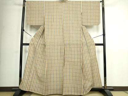平和屋着物∴夏物　阿波しじら織　浴衣　格子　綿　逸品　DABK1097cd