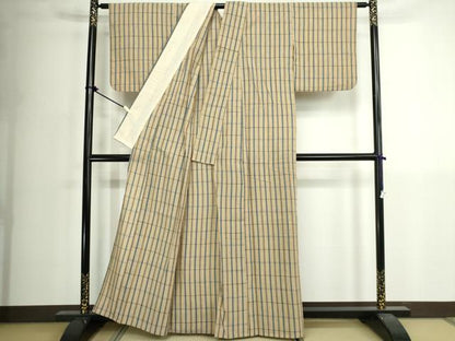 平和屋着物∴夏物　阿波しじら織　浴衣　格子　綿　逸品　DABK1097cd