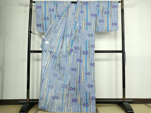 平和屋着物∴夏物　浴衣　菱間道　綿　逸品　DABK1102cd