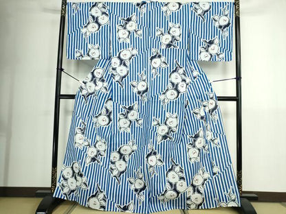 平和屋着物∴夏物　浴衣　草花文　光琳椿　綿　逸品　DABK1107cd