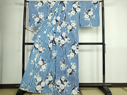 平和屋着物∴夏物　浴衣　草花文　光琳椿　綿　逸品　DABK1107cd
