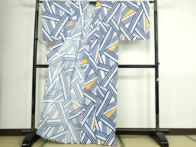 平和屋着物∴夏物　浴衣　幾何学文　綿　逸品　DABK1108cd