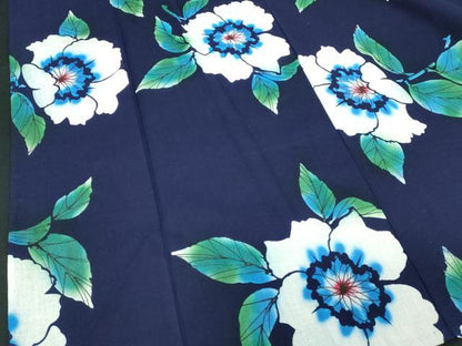 平和屋着物∴夏物　浴衣　注染　手縫い　草花文　綿　逸品　DABK1122cd