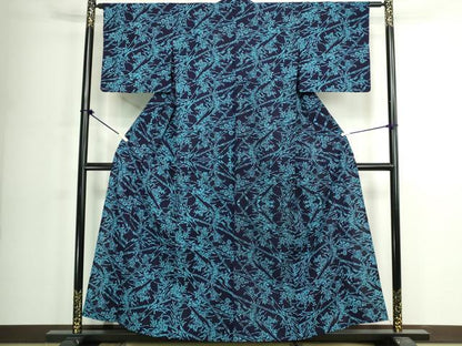 平和屋着物∴夏物　浴衣　注染　手縫い　枝花文　綿　逸品　DABK1127cd