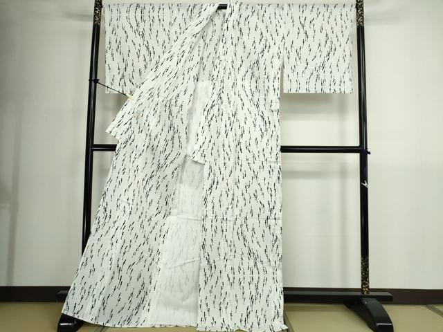 平和屋着物∴夏物　竺仙　浴衣　注染　手縫い　魚　高島屋扱い　ロング丈　日本製　逸品　DABK1129cd