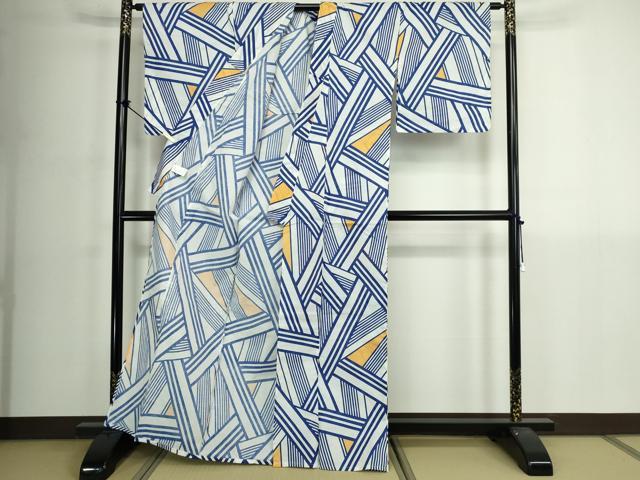 平和屋着物∴夏物　浴衣　幾何学文　綿　逸品　DABK1130cd