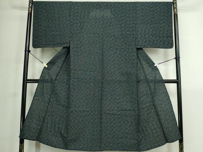 平和屋着物∴夏物　男性　阿波しじら織　浴衣　格子　黒地　綿麻　逸品　DABK1131cd