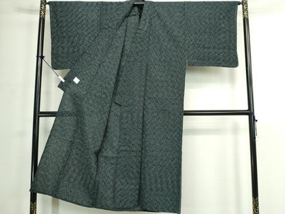 平和屋着物∴夏物　男性　阿波しじら織　浴衣　格子　黒地　綿麻　逸品　DABK1131cd