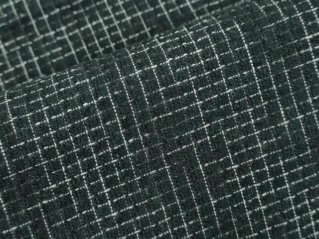 平和屋着物∴夏物　男性　阿波しじら織　浴衣　格子　黒地　綿麻　逸品　DABK1131cd