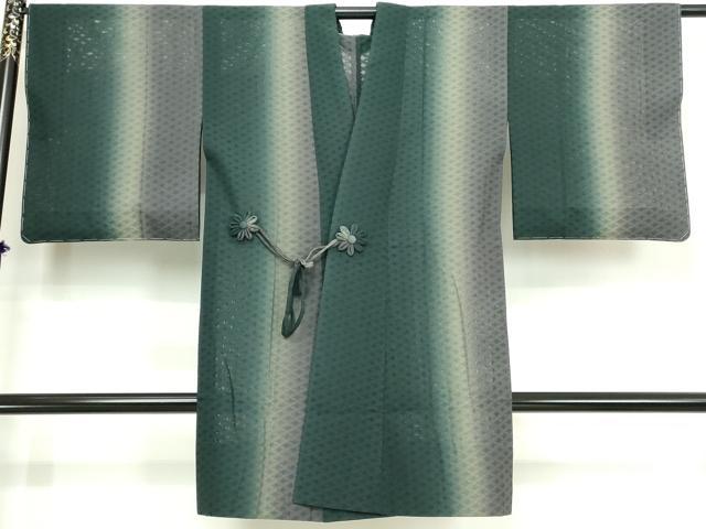 平和屋着物▽道中着　スリーシーズン　春夏秋　塵除け　霞文　反端付き　ロング丈　正絹　逸品　未使用　DABK1133cd