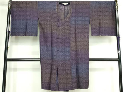 平和屋着物▽道行コート　スリーシーズン　春夏秋　塵除け　菱花文　京都きもの友禅扱い　ロング丈　正絹　逸品　未使用　DABK1135cd