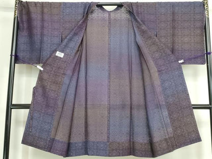 平和屋着物▽道行コート　スリーシーズン　春夏秋　塵除け　菱花文　京都きもの友禅扱い　ロング丈　正絹　逸品　未使用　DABK1135cd