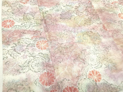 平和屋着物▽上質な小紋　単衣　辻が花　暈し染め　鬼しぼ縮緬　正絹　逸品　未使用　DABK1138cd