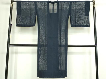 平和屋着物▽道行コート　スリーシーズン　春夏秋　塵除け　縞　ロング丈　正絹　逸品　DABK1161cd