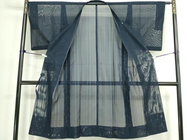 平和屋着物▽道行コート　スリーシーズン　春夏秋　塵除け　縞　ロング丈　正絹　逸品　DABK1161cd