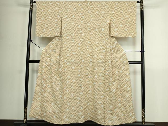 平和屋着物▽上質な小紋　単衣　花菱文　正絹　逸品　DABK1165cd