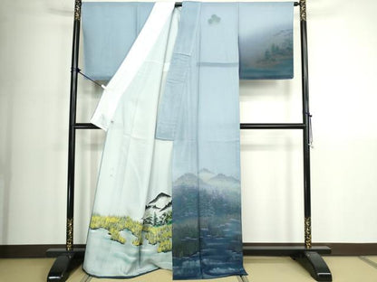 平和屋着物▽訪問着　無双　紗袷　紗×絽　風景文　さが美扱い　正絹　逸品　未使用　DABK1172cd
