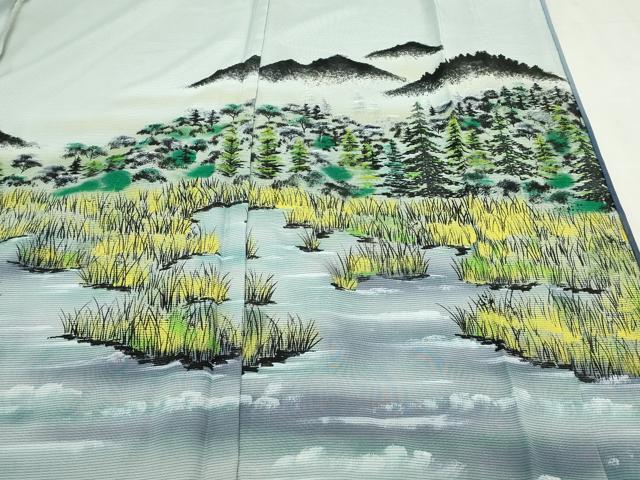 平和屋着物▽訪問着　無双　紗袷　紗×絽　風景文　さが美扱い　正絹　逸品　未使用　DABK1172cd