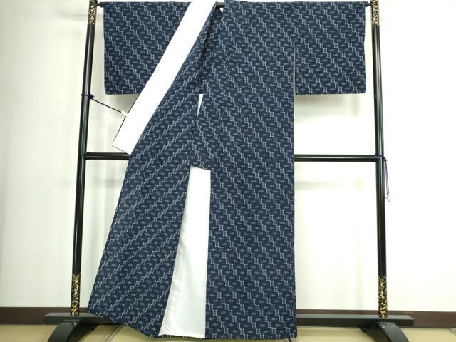 平和屋着物●久留米絣　単衣　琉球絣文様　証紙付き　綿　逸品　DABK1174cd