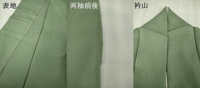平和屋着物■上質な色無地　山葵色　正絹　逸品　DABK1256cd