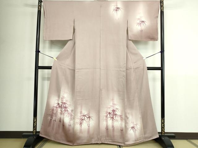 平和屋着物■訪問着　手描き　笹竹文　暈し染め　正絹　逸品　DABK1302cd