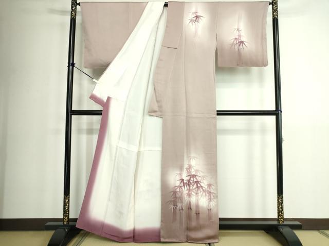 平和屋着物■訪問着　手描き　笹竹文　暈し染め　正絹　逸品　DABK1302cd