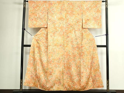 平和屋着物■上質な小紋　葡萄蔦の葉文　暈し染め　正絹　逸品　未使用　DABK1313cd