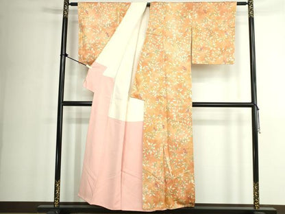 平和屋着物■上質な小紋　葡萄蔦の葉文　暈し染め　正絹　逸品　未使用　DABK1313cd