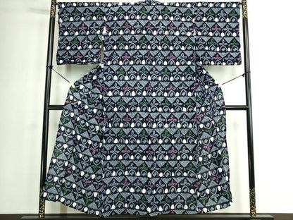 平和屋着物∴夏物　浴衣　有松鳴海絞り　抽象花文　綿　逸品　DABK1343cd