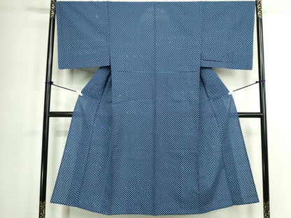 平和屋着物∴夏物　男性　浴衣　竺仙　両面染　籠染　手縫い　鱗文様　綿　逸品　DABK1346cd