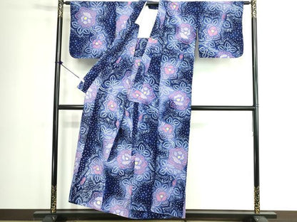 平和屋着物∴夏物　浴衣　有松鳴海絞り　枝花文　綿　逸品　DABK1349cd
