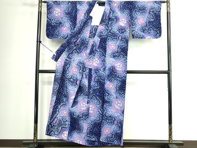平和屋着物∴夏物　浴衣　有松鳴海絞り　枝花文　綿　逸品　DABK1349cd