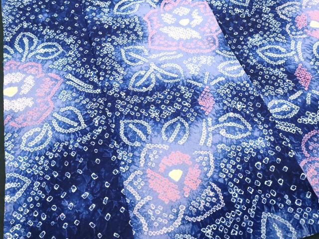 平和屋着物∴夏物　浴衣　有松鳴海絞り　枝花文　綿　逸品　DABK1349cd
