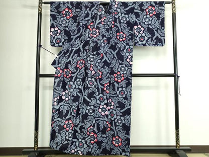 平和屋着物∴夏物　浴衣　有松鳴海絞り　枝花文　綿　逸品　DABK1351cd