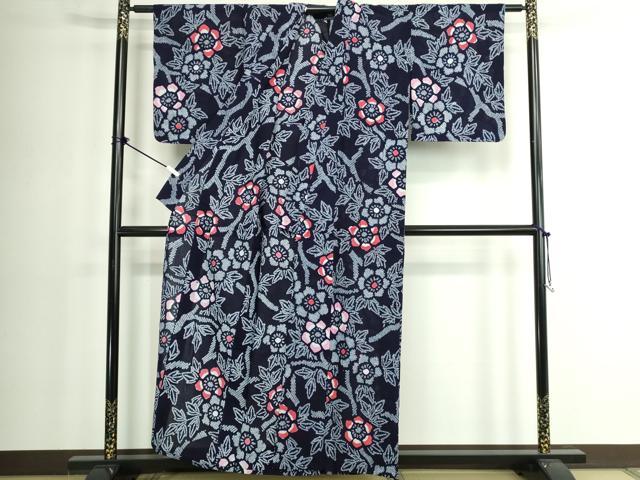 平和屋着物∴夏物　浴衣　有松鳴海絞り　枝花文　綿　逸品　DABK1351cd