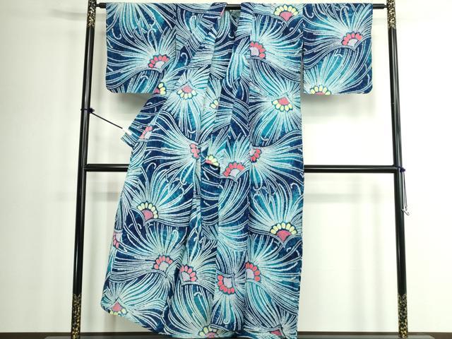 平和屋着物∴夏物　浴衣　有松鳴海絞り　乱菊　綿　逸品　DABK1352cd