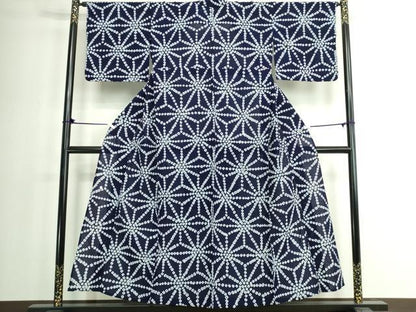 平和屋着物∴夏物　浴衣　有松鳴海絞り　麻の葉文　綿　逸品　DABK1355cd