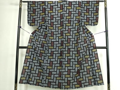 平和屋着物∴夏物　浴衣　有松鳴海絞り　幾何学文　綿　逸品　DABK1358cd
