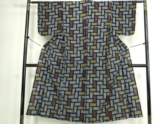 平和屋着物∴夏物　浴衣　有松鳴海絞り　幾何学文　綿　逸品　DABK1358cd