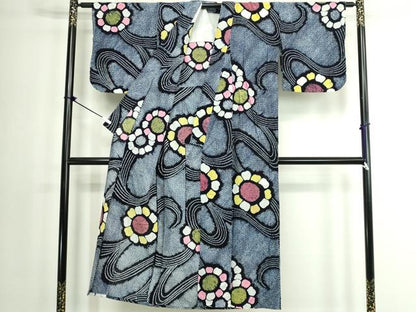 平和屋着物∴夏物　浴衣　有松鳴海絞り　流水花文　綿　逸品　DABK1364cd