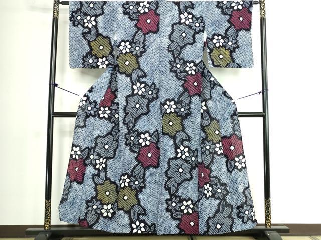 平和屋着物∴夏物　浴衣　有松鳴海絞り　草花文　綿　逸品　DABK1370cd