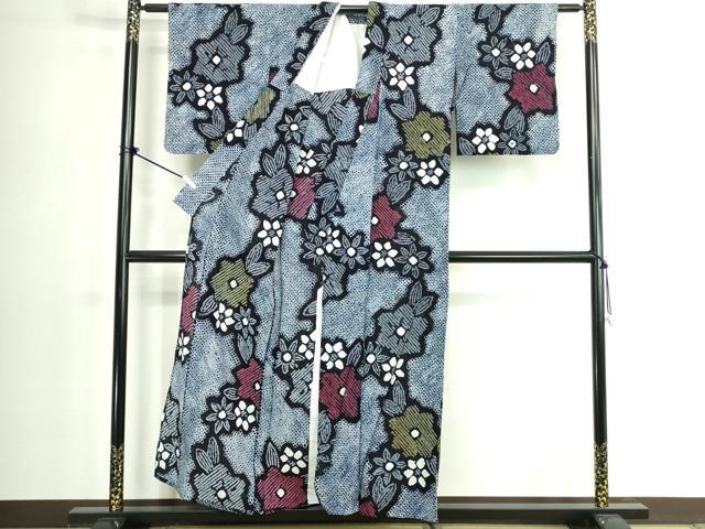 平和屋着物∴夏物　浴衣　有松鳴海絞り　草花文　綿　逸品　DABK1370cd