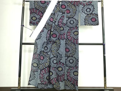 平和屋着物∴夏物　浴衣　有松鳴海絞り　舞花文　綿　逸品　DABK1373cd