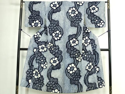 平和屋着物∴夏物　浴衣　有松鳴海絞り　枝花文　綿　逸品　DABK1374cd