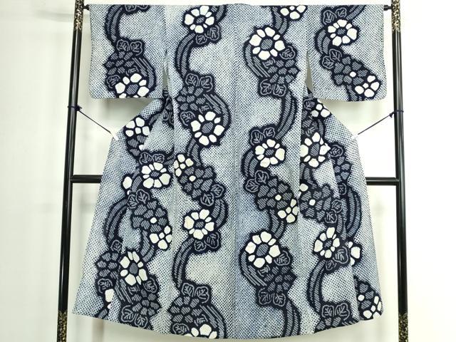 平和屋着物∴夏物　浴衣　有松鳴海絞り　枝花文　綿　逸品　DABK1374cd