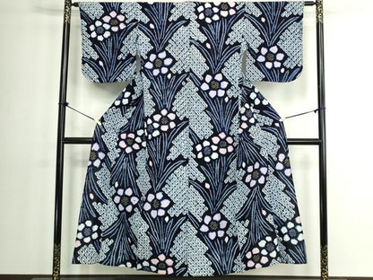 平和屋着物∴夏物　浴衣　有松鳴海絞り　草花文　綿　逸品　DABK1375cd
